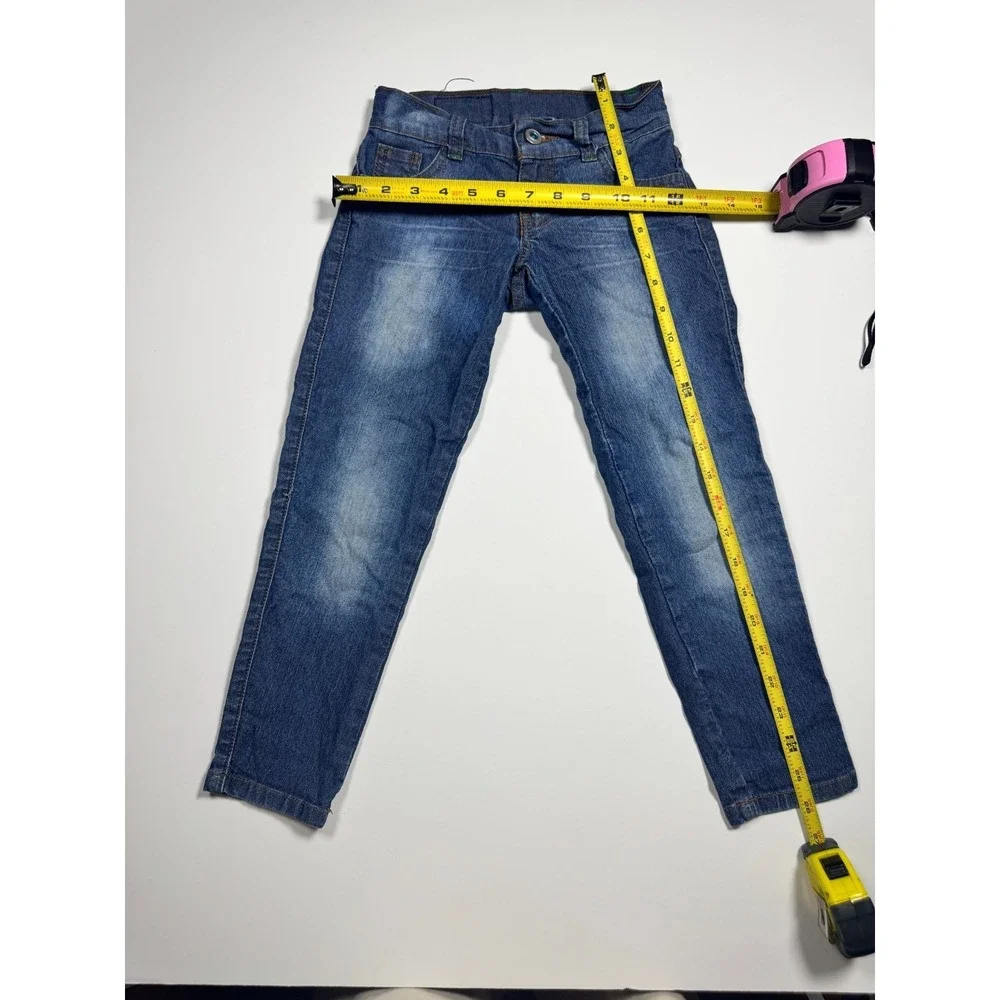 Meky Girl America Reyes Jeans Girls‎ 4 Blue Denim Cotton Embroidered Butterfly